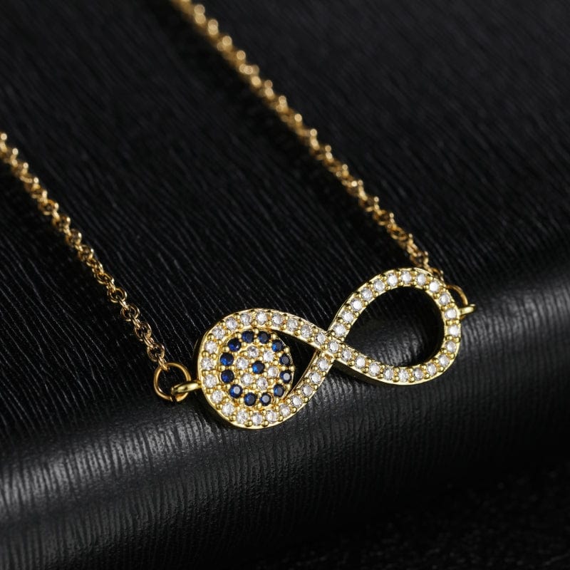 Infinity Zircon Blue Eye Necklace For Women Charm Religious De-vil Eye Pendant Jewelry Birthday - Diamond Necklace Infinity