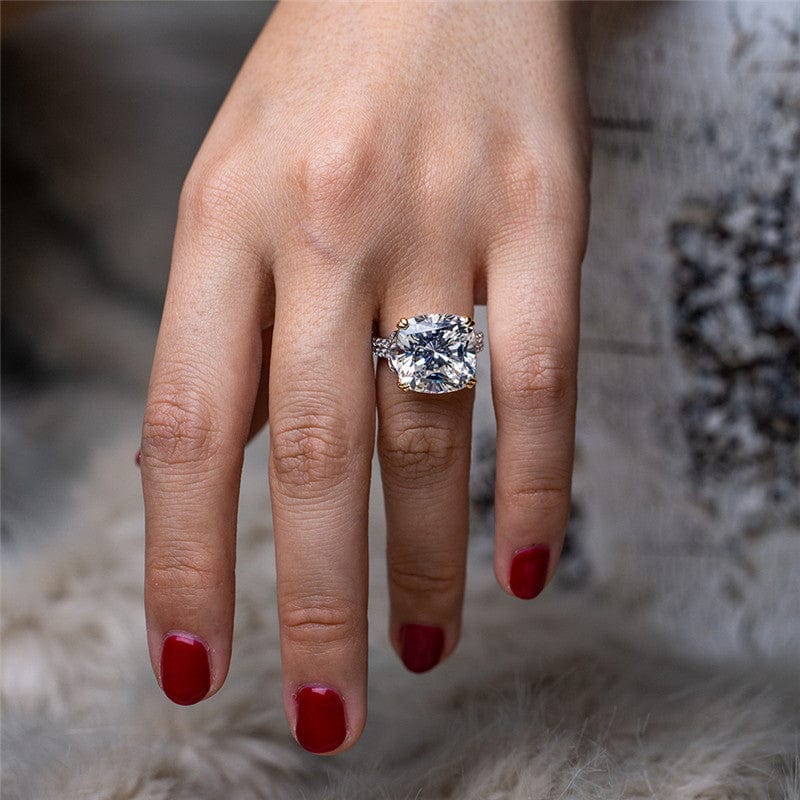 10CT Cushion Cut Engagement Rings Diamond - Moissanite Ring - 925 Sterling Silver Wedding Band