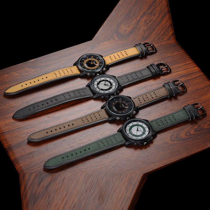 5 Pcs Men’s Leather Military Watch Set – Sport Fashion Quartz Watches with Calendar Date