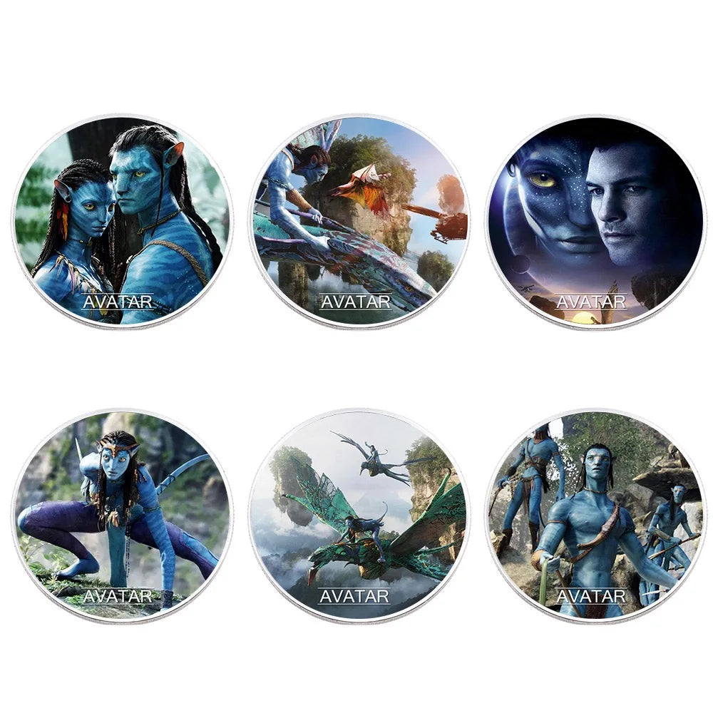 avatar style coin, movie collectible coin, gold silver commemorative coin, fantasy movie coin, collectible souvenir coin, decorative badge coin, HD pattern coin, movie themed collectible, round collectible coin, fan souvenir coin, collectible medal badge, cinema collectible coin, novelty souvenir coin, collector movie coin, decorative commemorative coin