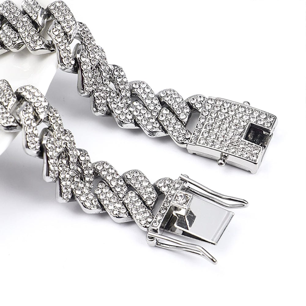 15mm Hip Hop Cuban Chain for Men – Shiny Rhinestone Iced Out Necklace