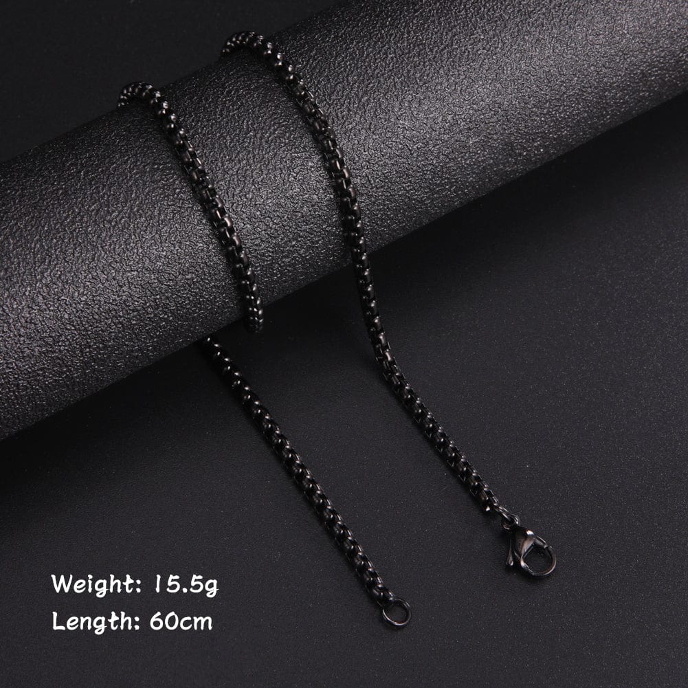 Skyrim Fashion 60cm Long Box Chain Cuban Chains For Men Stainless Steel Black