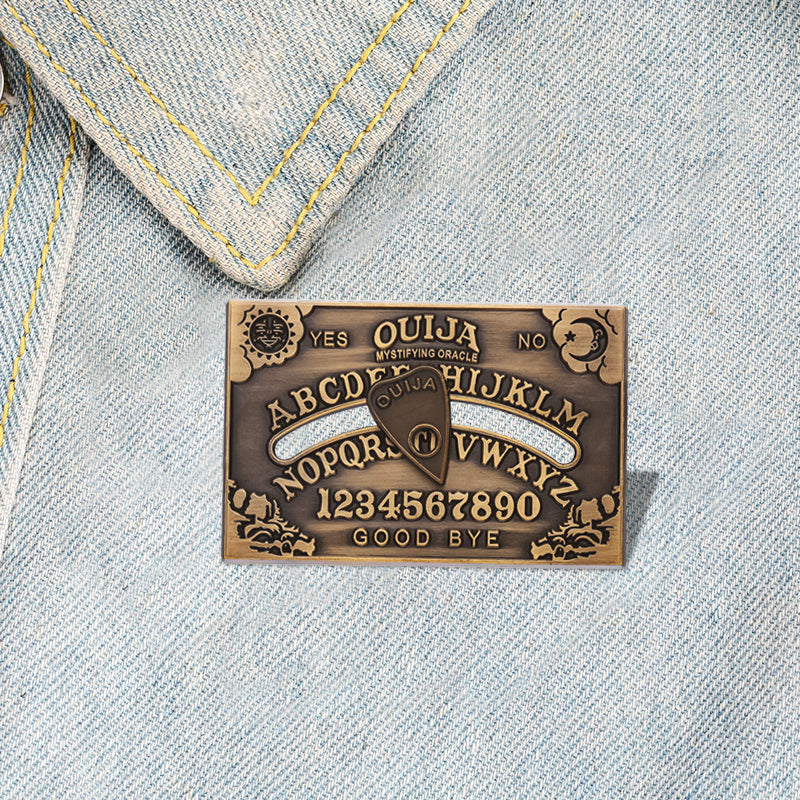 Sun and Moon Bronze Pines Lapel Badge – Gothic Punk Ouija Board Brooch Pin Jewelry Gift for Friends