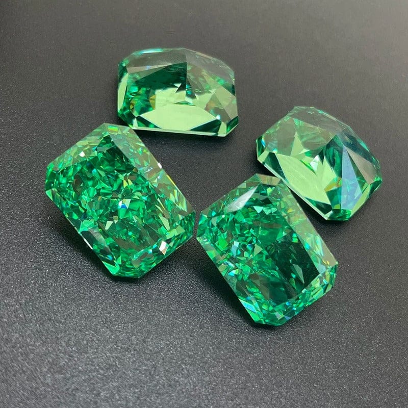 High Carbon Lab Zircon Cubic Zirconia Green Octagon Crushed Ice Cut Radiant Cut 5A+ Quality - 5x7mm