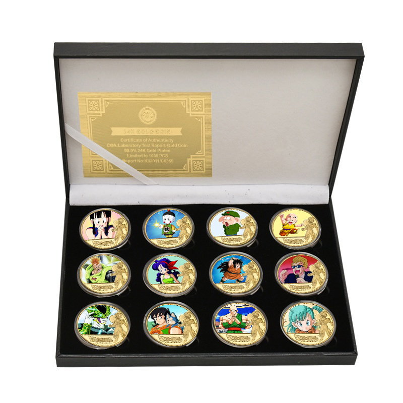 Dragon Bal Gold Plated Coin – Son Goku & Vegeta Anime Commemorative Collectible
