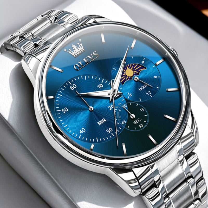 olevs watch, olevs men watch, olevs quartz watch, olevs moon phase watch, quartz watch for men, waterproof men watch, stainless steel watch men, luminous men watch, luxury men wristwatch, casual men watch, moon phase watch men, original olevs watch, fashion men watch, elegant men watch, premium quartz wristwatch,