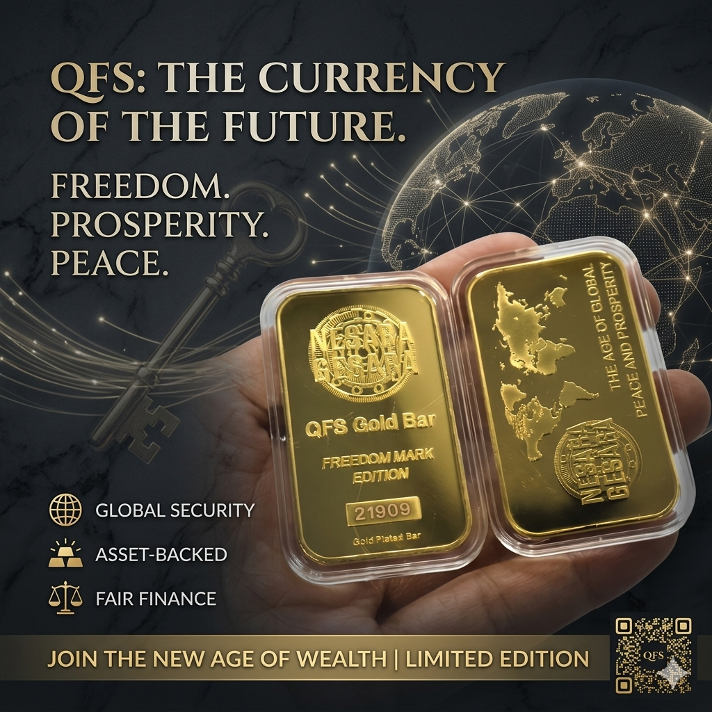 QFS Gold Plated Bar Collectible Souvenir – FreeDom Mark Bullion Ingot Gift with Protective Case