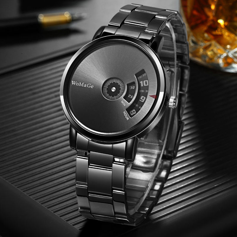 Luxury Black Stainless Steel Quartz Men’s Watch – Unique Business Fashion Wristwatch