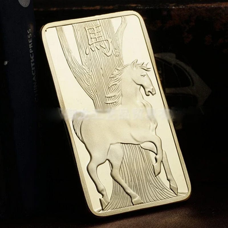 1Pcs Bar Australian horse - Square Bullion - Elizabeth Head Golden Bar