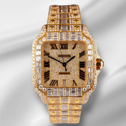 Gold Iced Out Watch, Iced Out Cartier Watch, Iced Out G Shock, Iced Out Cartier Santos, Iced Out Ap, Audemars Piguet Iced Out, Audemar Iced Out, Ice Out G Shock, Iced Rolex,