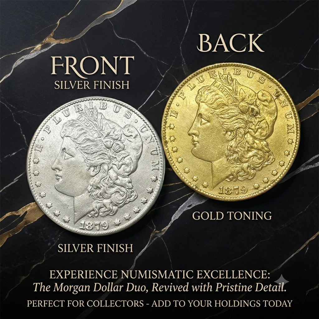 1879 Dual Color Morgan Coin Replica – Silver & Gold Collectible Souvenir Coin | Magic Trick Party Gift