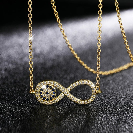 Infinity Zircon Blue Eye Necklace For Women Charm Religious De-vil Eye Pendant Jewelry Birthday - Diamond Necklace  Infinity
