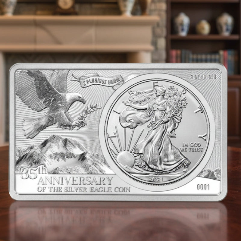 2 OZ Eagle Bar 999 Refined Bullion – Non-Magnetic 35th Edition Collectible