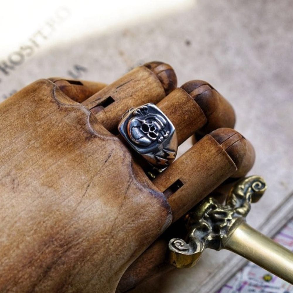 Skull and Lightning Punk Ring & Lightning Ring – Retro Hip Hop Gothic