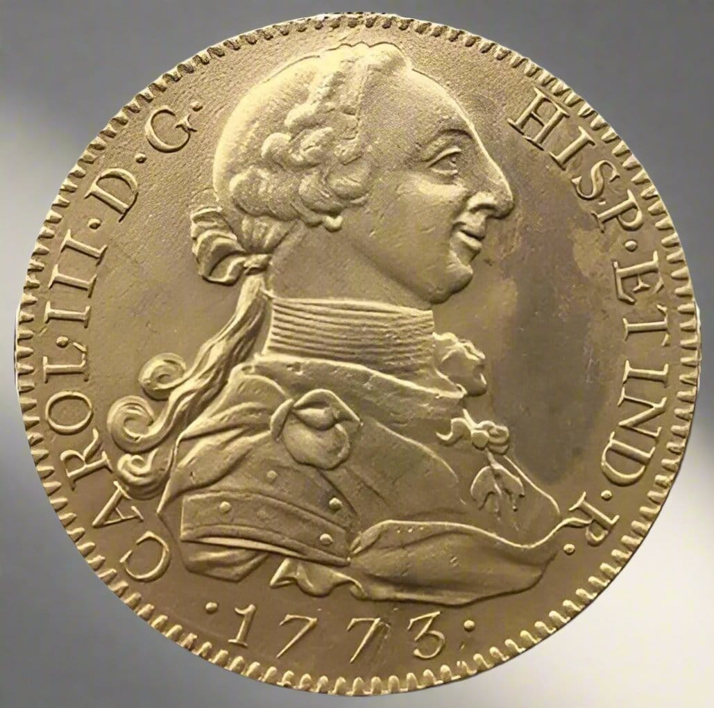 عملة إسبانيا 1773 فئة 8 إسكودو – عملة كارلوس الثالث لإسبانيا الإمبراطورية