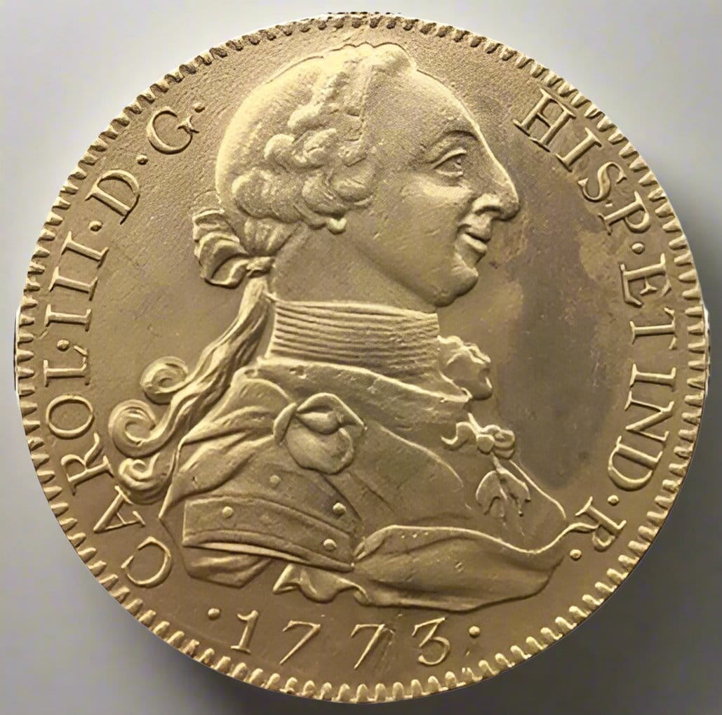 عملة إسبانيا 1773 فئة 8 إسكودو – عملة كارلوس الثالث لإسبانيا الإمبراطورية