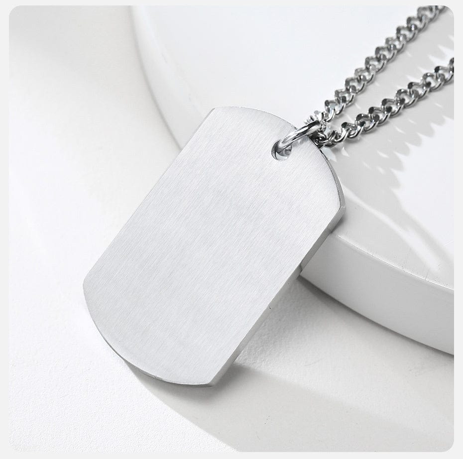 Medical Necklace Alert - Free Engraving, Stainless Steel Dog Tag for Emergency Contact