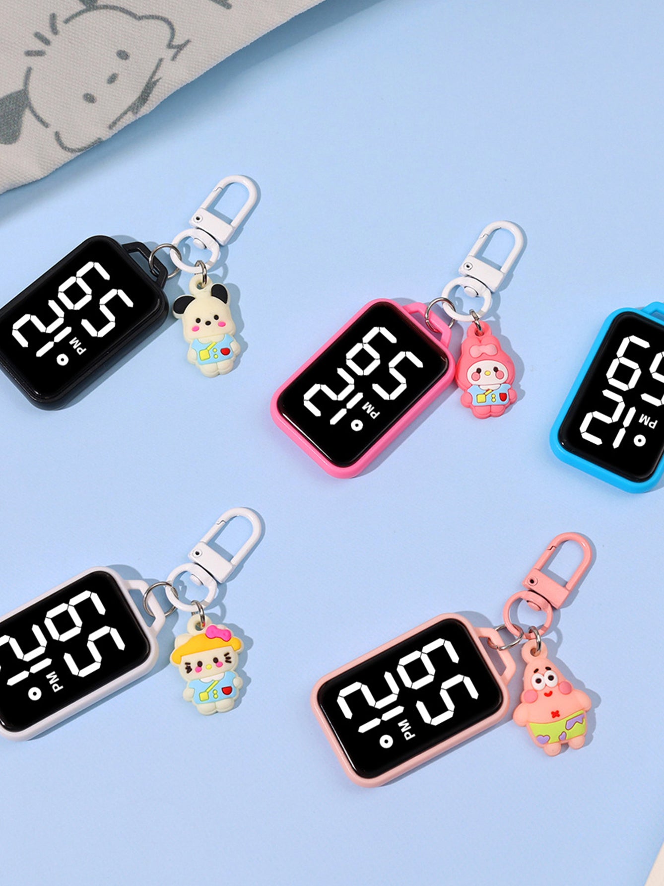 2PCS LED Keychain Pocket Watch Digital Display – Mini Hanging Watch for Keys Backpack Gift