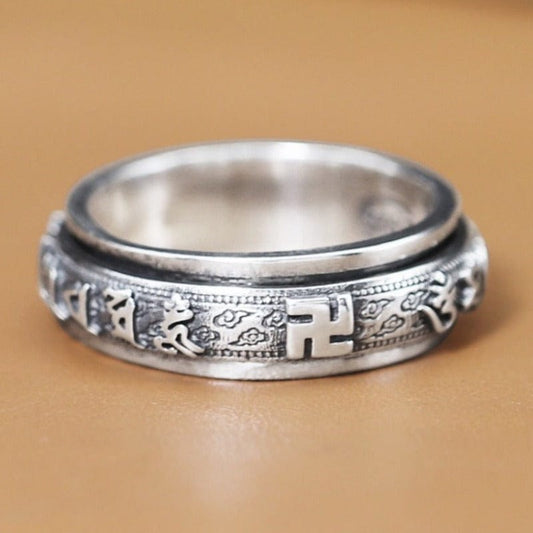 Rotatable Ring, Embossed Ring, Mantra Ring, feng shui pixiu mantra ring, feng shui pixiu mantra ring original, feng shui mantra ring, fengshui pixiu mantra ring, spinning anxiety ring, pixiu mantra ring, spinning sunflower ring,