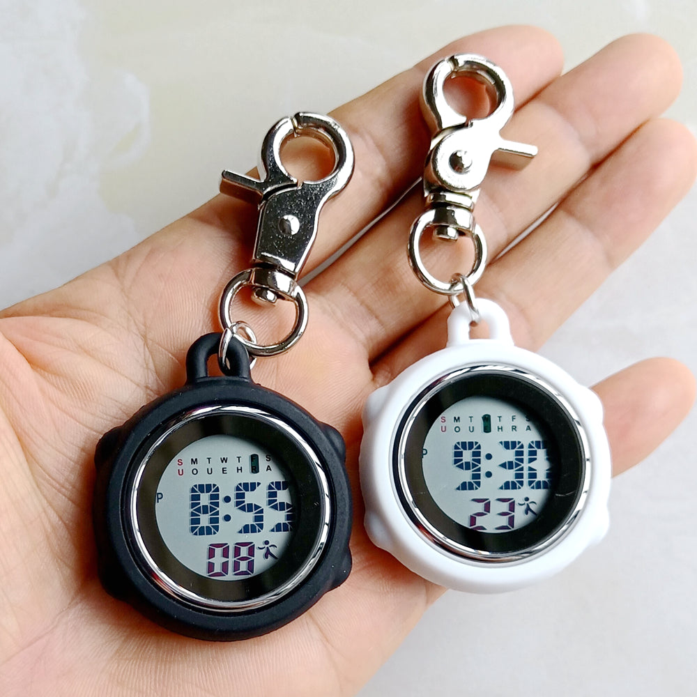 Multifunction Digital Pocket Watch Keychain – Unisex Nurse Doctor Hanging Carabiner Watch