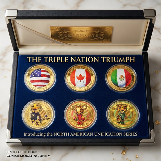 6 Pcs Football Collector Medals - 2026 Soccer Championship Gold Coins Collection
