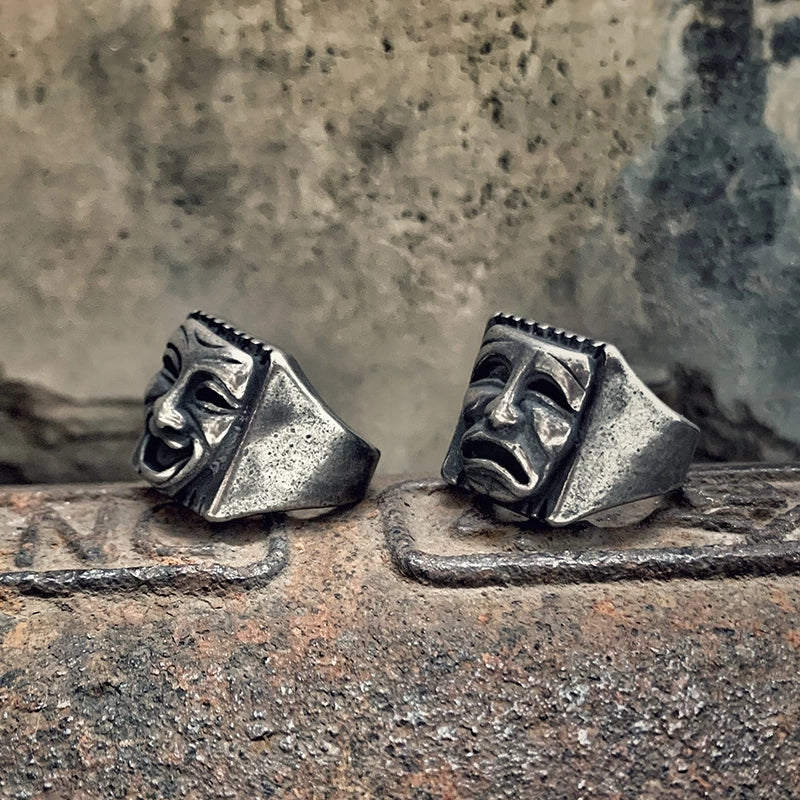 Gothic Mask Vintage Ring – Stainless Steel Punk Jewelry