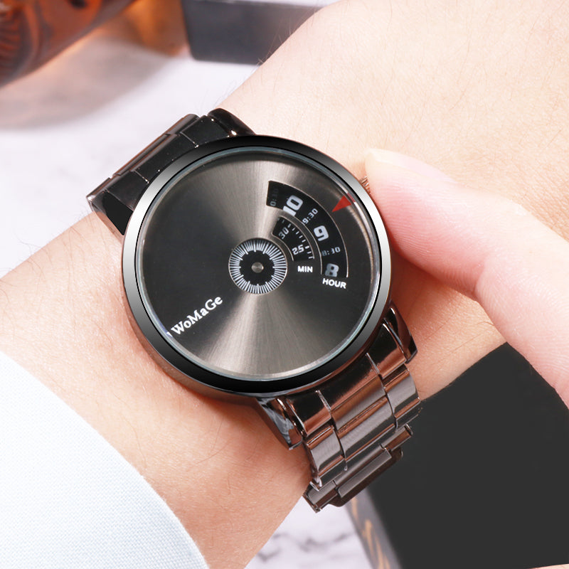 Luxury Black Stainless Steel Quartz Men’s Watch – Unique Business Fashion Wristwatch
