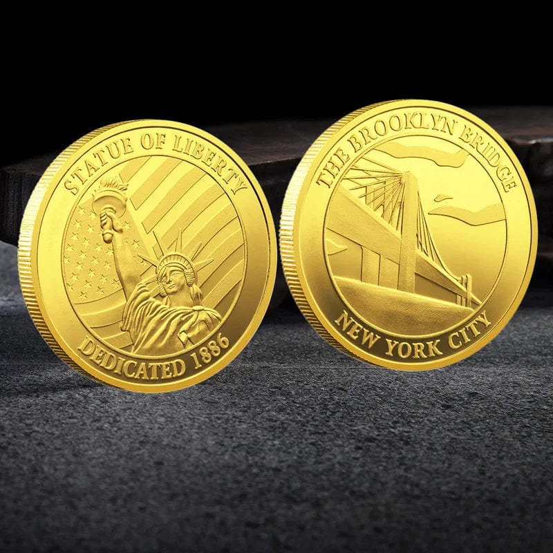 US Statue of Liberty Souvenir New York City The Brooklyn Bridge Pattern en Coin