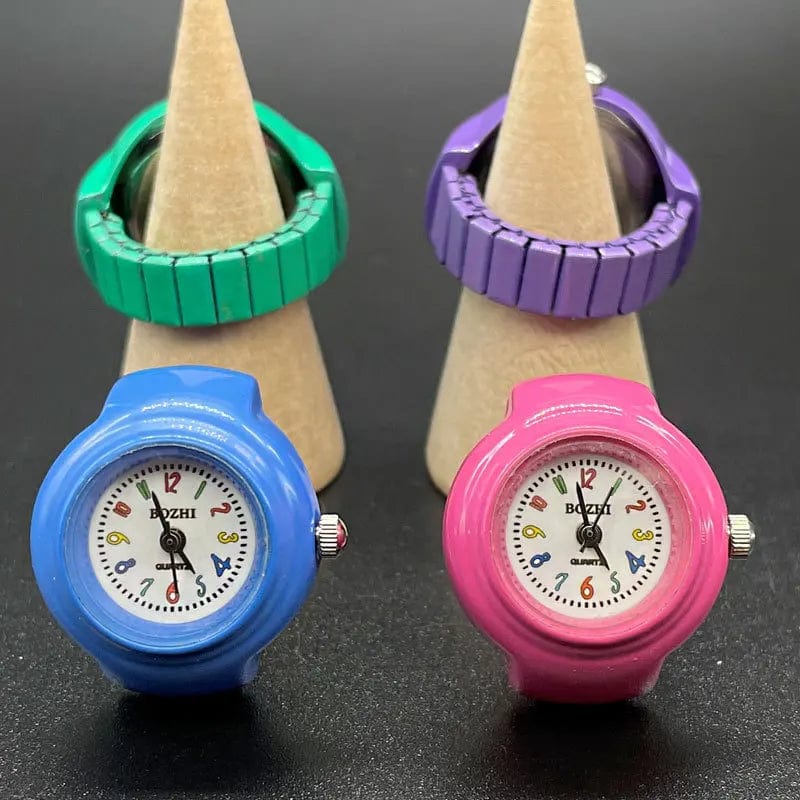 Mini Clock Watch Ring - Elastic Strap Finger Ring with Funny Anillos Jewelry