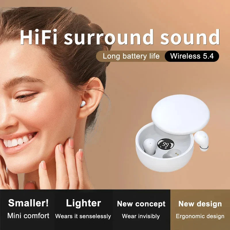 Mini Invisible Bluetooth 5.4 Wireless Earbuds – High-Quality Hi-Fi Sound Earphones