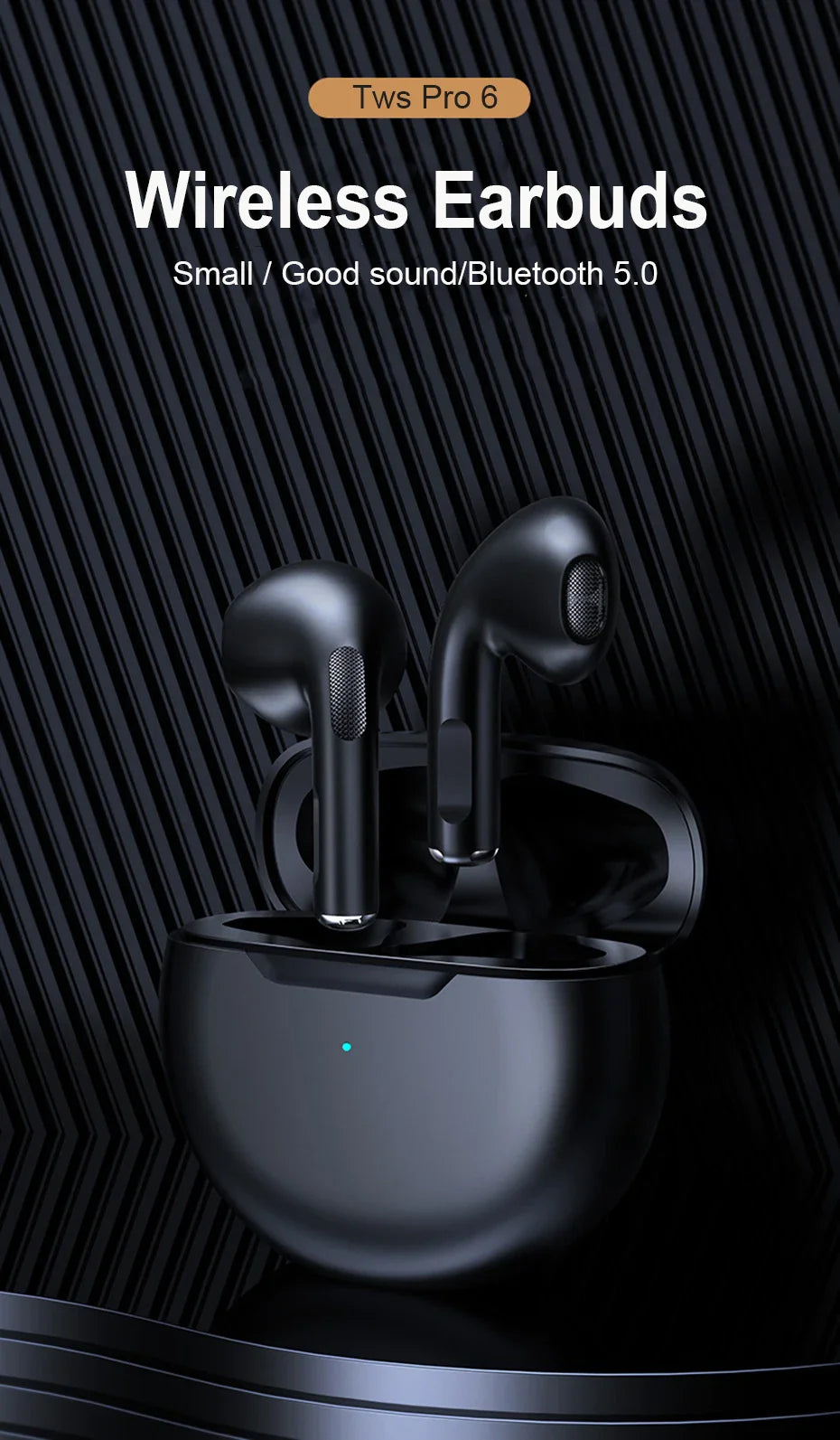 Pro 6 TWS Wireless Bluetooth Earphones (15 PCS) – Sports Headphones with Mic for iPhone & Xiaomi, HiFi Sound & Long Battery Life
