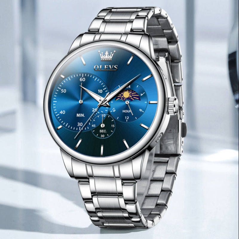 olevs watch, olevs men watch, olevs quartz watch, olevs moon phase watch, quartz watch for men, waterproof men watch, stainless steel watch men, luminous men watch, luxury men wristwatch, casual men watch, moon phase watch men, original olevs watch, fashion men watch, elegant men watch, premium quartz wristwatch,