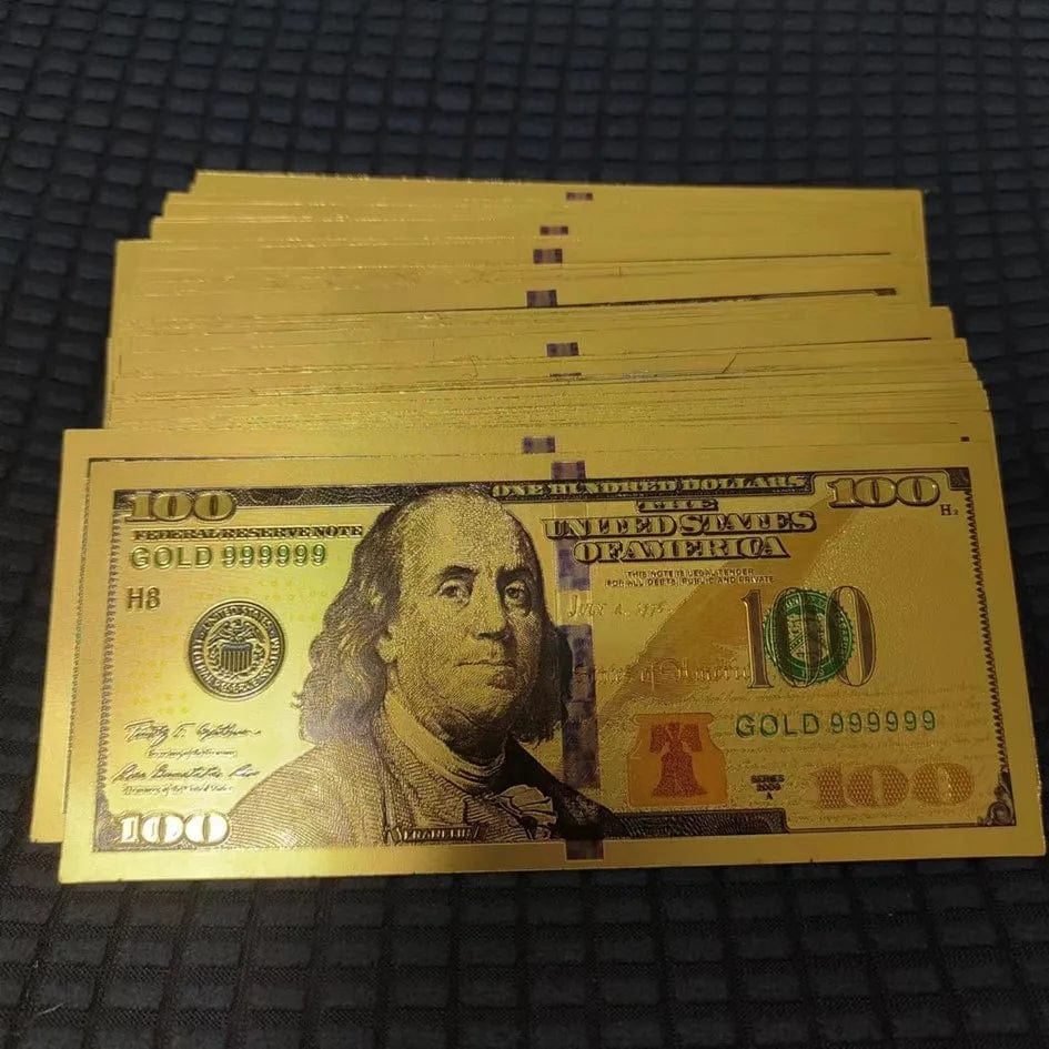100 x $100 Dollar Bills – 24K Gold Foil Fake Money Banknotes (100 Pcs Set)