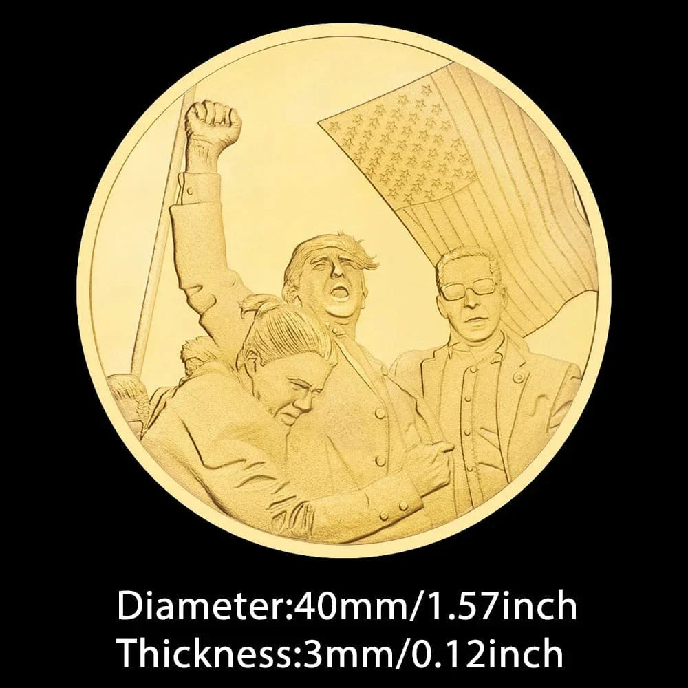 2024 Assassination Attempt Donald Trump  Coin - US 47th President Souvenir Metal