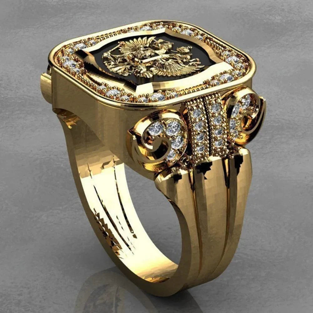 Punk Style Zirconia Ring – Badge Stamp Design for Party & Street Fashion