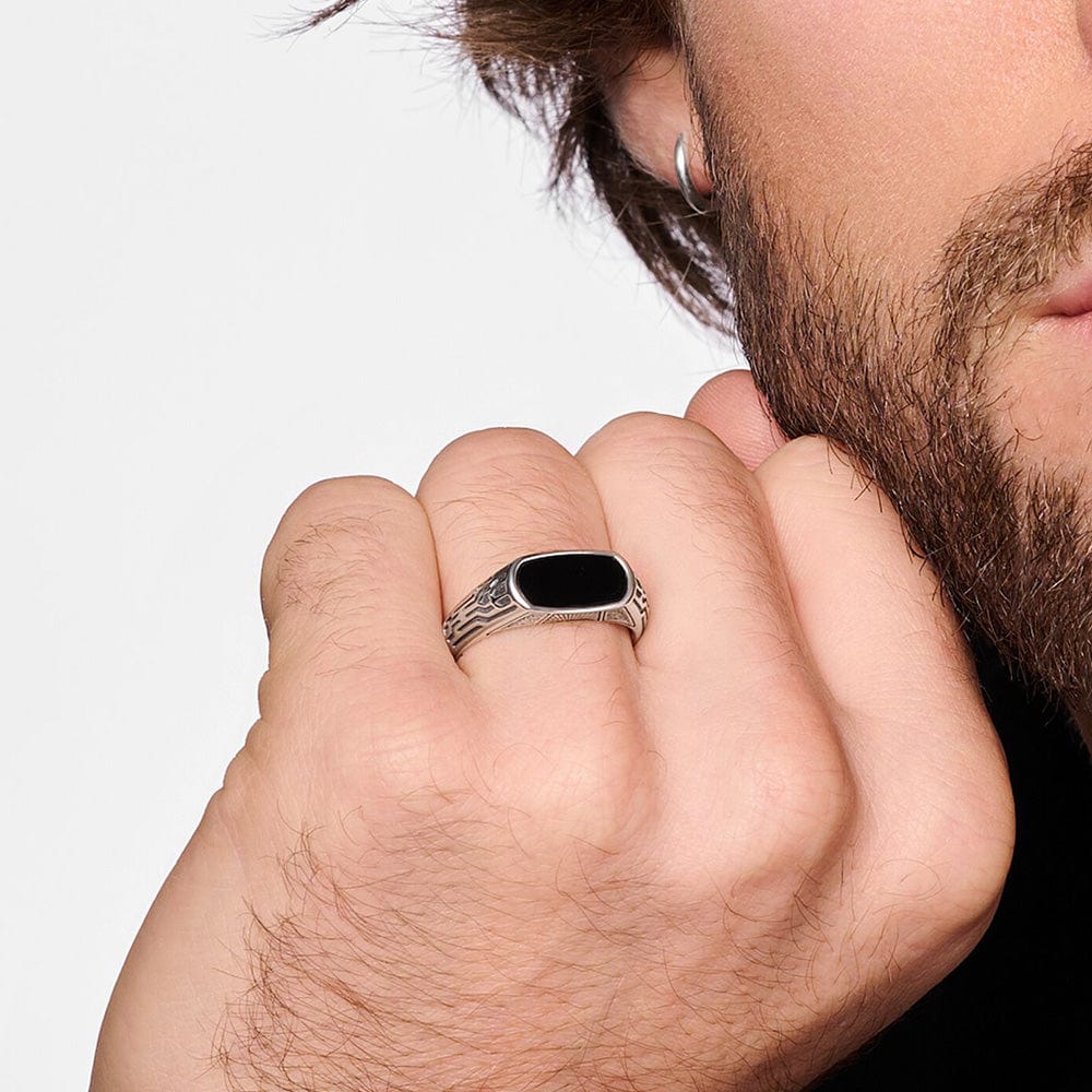 Oval Onyx Men’s Ring 925 Sterling Silver – Vintage European Signet Fine Jewelry
