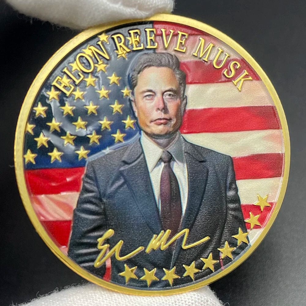 El-on Mu-sk  Coin Stars and Stripes Background Great Person Coin