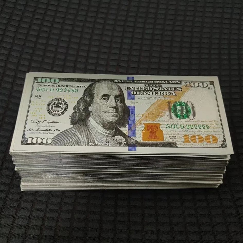 100 x $100 Dollar Bills – 24K Gold Foil Fake Money Banknotes (100 Pcs Set)