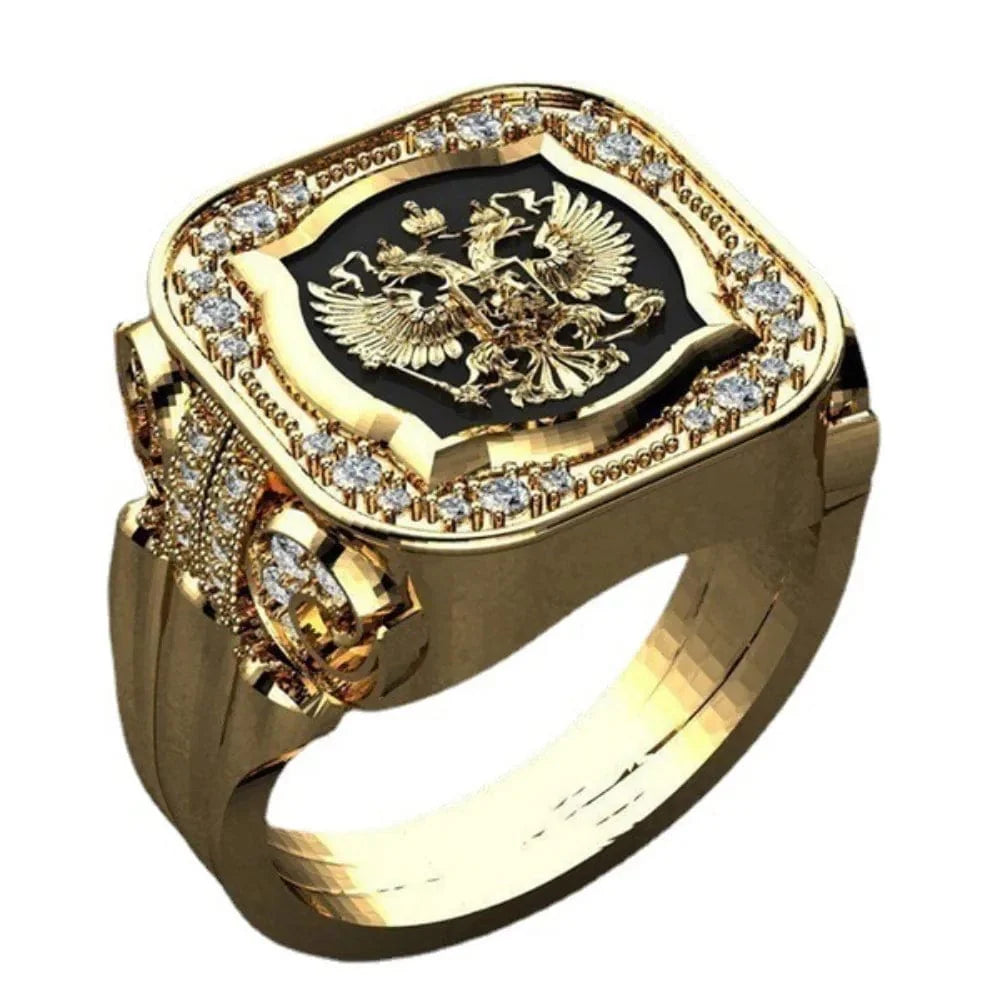 Punk Style Zirconia Ring – Badge Stamp Design for Party & Street Fashion