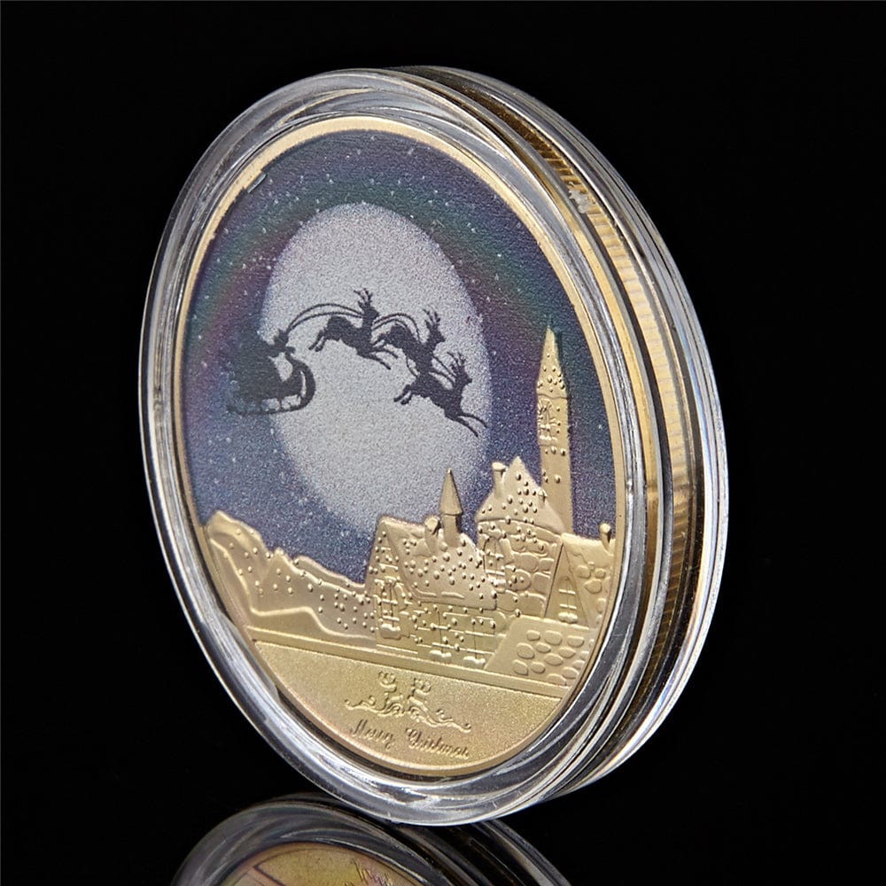 Merry Christmas Snowman Deer  Plated Coin