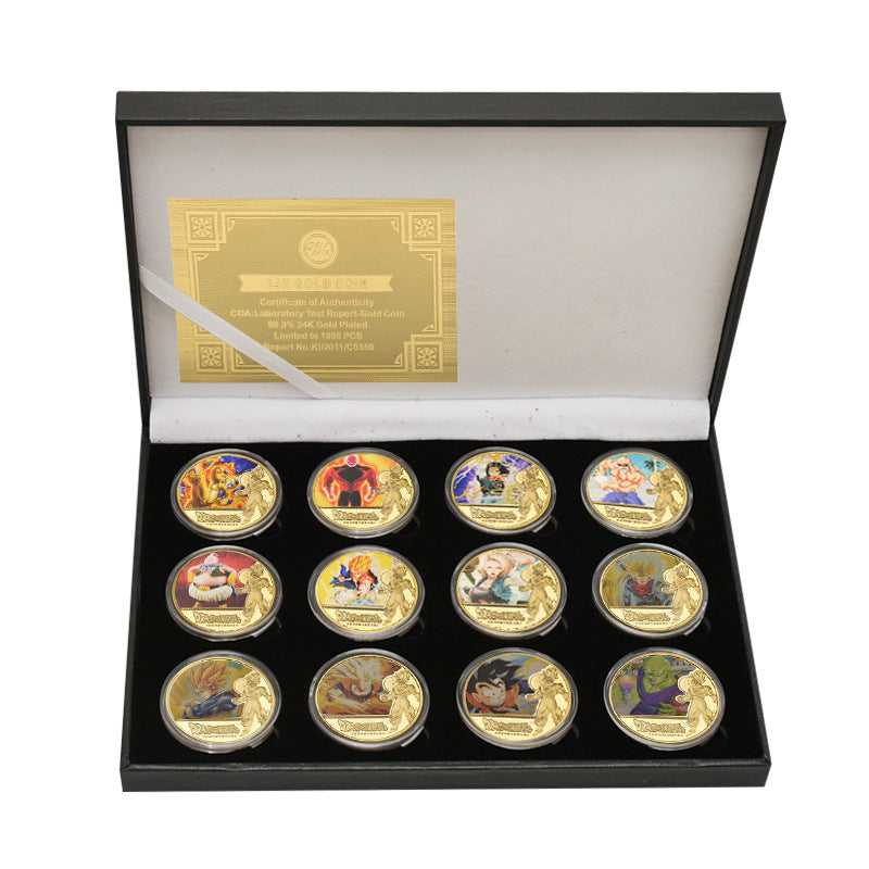 Dragon Bal Gold Plated Coin – Son Goku & Vegeta Anime Commemorative Collectible