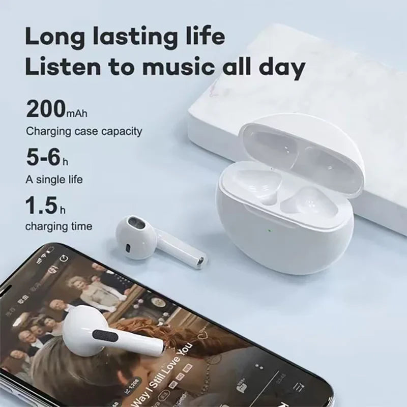 Pro 6 TWS Wireless Bluetooth Earphones (15 PCS) – Sports Headphones with Mic for iPhone & Xiaomi, HiFi Sound & Long Battery Life