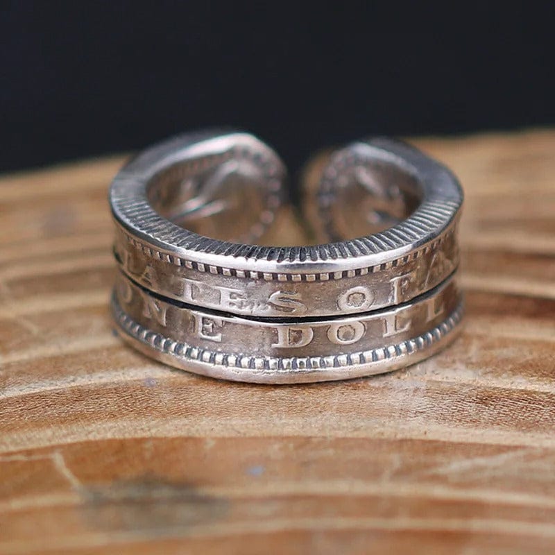 Retro Ring, Morgan Coin Ring, Gothic Ring, Rock Ring, Biker Ring, am rock ring, gothic engagement rings, retro engagement rings, retro wedding rings, vintage bridal rings, retro style engagement rings, vintage rings for women,