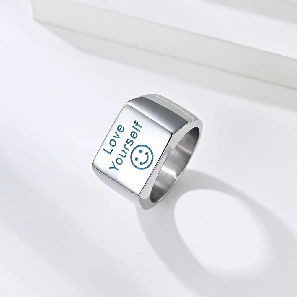 Steel Titanium Ring, Fluorescent Ring, LOVE Ring, YOURSELF Ring, Smile Ring, Face Ring, Vintage Ring, Hip Hop Ring, cartier love ring, cartier ring love ring, cartier the love ring, vintage ring,