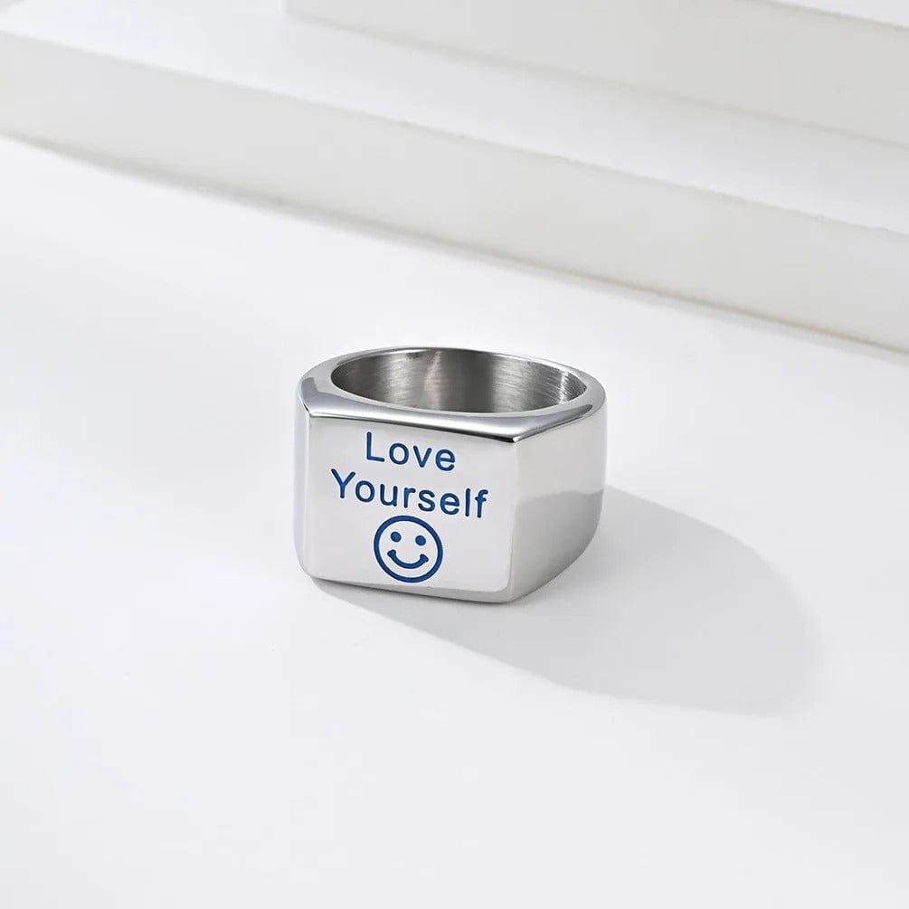 Steel Titanium Ring, Fluorescent Ring, LOVE Ring, YOURSELF Ring, Smile Ring, Face Ring, Vintage Ring, Hip Hop Ring, cartier love ring, cartier ring love ring, cartier the love ring, vintage ring,