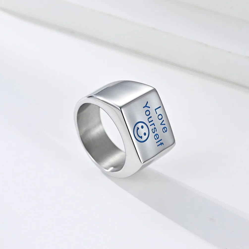 Steel Titanium Ring, Fluorescent Ring, LOVE Ring, YOURSELF Ring, Smile Ring, Face Ring, Vintage Ring, Hip Hop Ring, cartier love ring, cartier ring love ring, cartier the love ring, vintage ring,